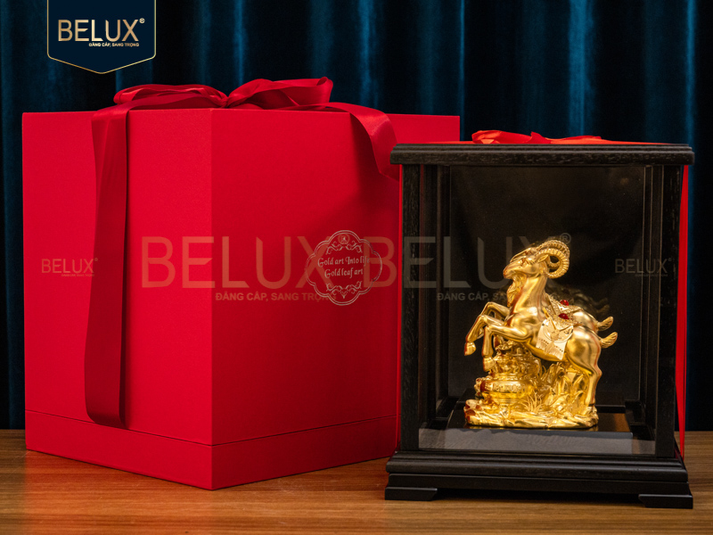 Tượng Dê Phong Thủy Dát Vàng 24K